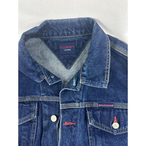 Vintage Tommy Hilfiger Y2K 1999 Denim Jean Jacket Dark Wash XL - Picture 3 of 10